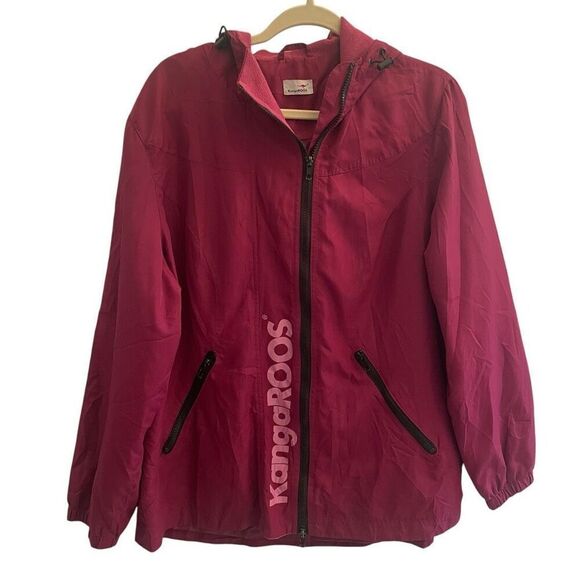Kangaroos Vintage Magenta Pink Zip Up Jacket Windbreaker Women’s Sz Large 80’s - Picture 1 of 6